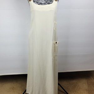 Vintage 90s Overall Long Jumper/ Shoulder Overall Dress White/ Cream  Sz M NWOT